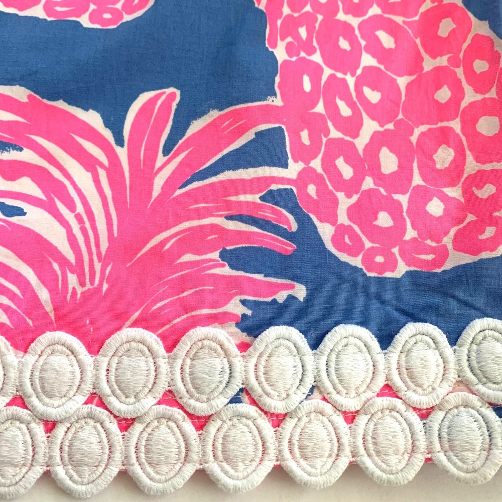 NWT Lilly Pulitzer Izzy Skirt Pineapples Lace sz 4 Blue Haven Flamenco Cotton - Picture 4 of 6